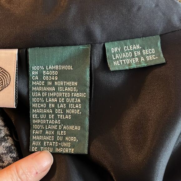 LAUREN RALPH LAUREN lambswool black & gray houndstooth zip blazer size 8 preppy - Picture 4 of 5